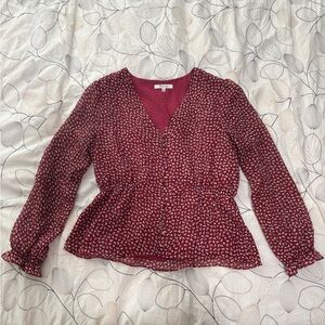 Madewell Burgundy Patterned Blouse